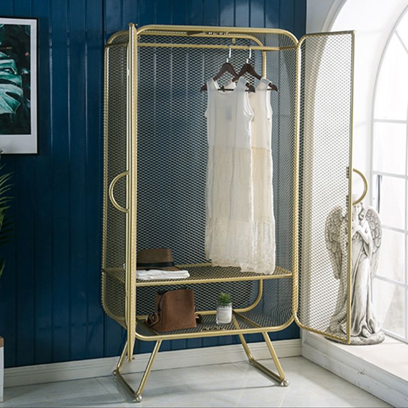 Modern Hinged Door Wardrobe for Home Matte Finish Cabinet with Metal Frame Clearhalo 'Armoires & Wardrobes' 'armoires_wardrobes' 'Bedroom Furniture' 'furn' 'furn_armoires_wardrobes' 'Furniture' 1200x1200_a99a64cf-20d0-4862-9bd0-06c3a8eb9298