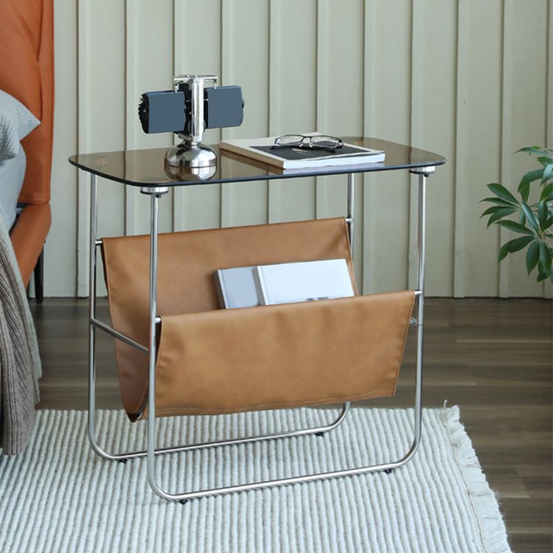 Tabella superiore in vetro rettangolare 26.38 "W x 14.96" D x 23.23 "TABELLO DI FINE H con scaffale