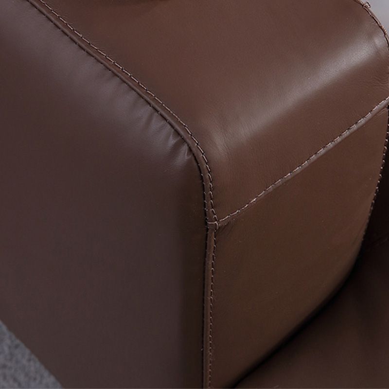 Mid-Century Modern Square Arm Sofa and Chaise Genuine Leather Sectional for Living Room Clearhalo 'furn' 'furn_sectionals' 'Furniture' 'furniture_sectionals' 'kitchen' 'kitchen_sectionals' 'Living Room Furniture' 'Sectionals' 1200x1200_a99d9924-20e4-4c3b-9675-9daea92b4e41