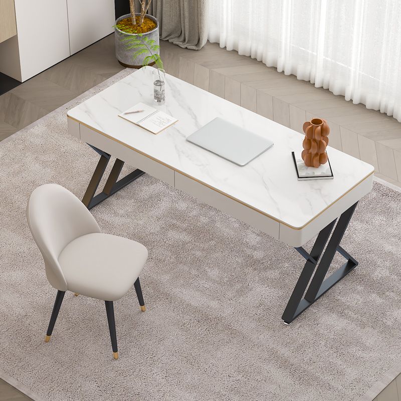 Glam Curved Office Desk Antique Finish Computer Desk with 2 Storage Drawers Clearhalo 'furn' 'furn_office_desk' 'Furniture' 'Office Desks' 'Office Furniture' 'office_desk' 1200x1200_a99e6e58-0730-4215-ac0e-6a7ebbfb2310