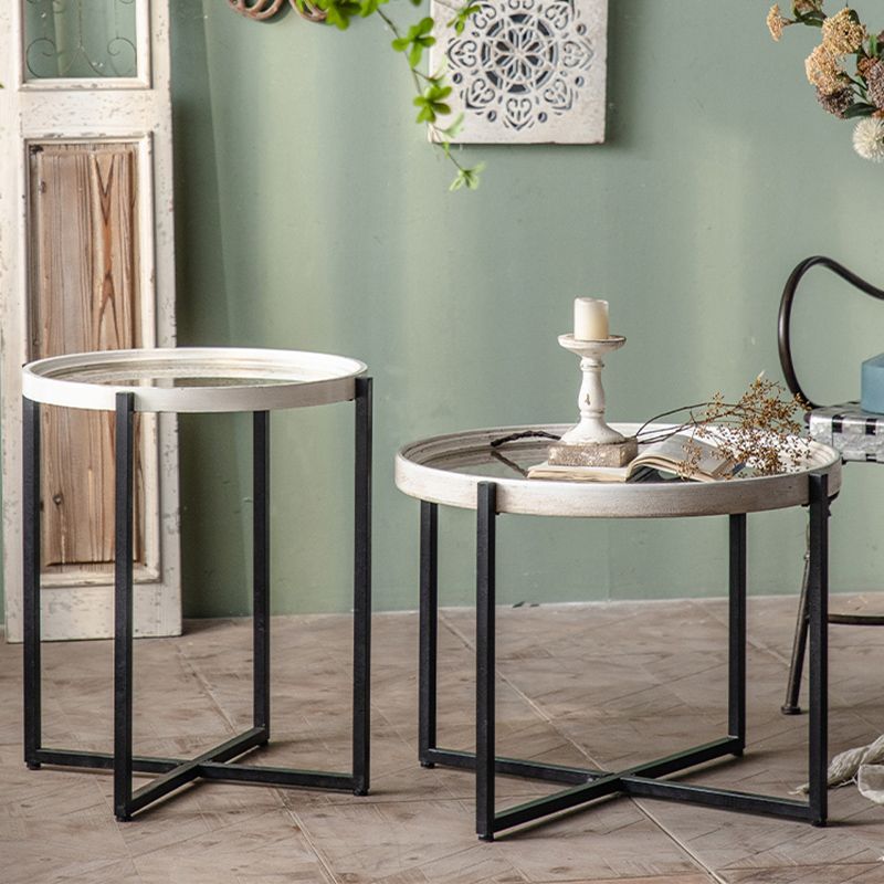 Tavolo laterale di campagna francese in vetro tavolino singolo accento singolo