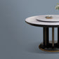 Mesa de comedor sencilla y moderna, mesa redonda con base de madera de caucho para comedor