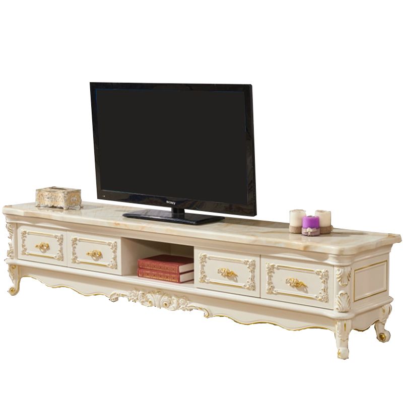Glamber Marble TV Stand White Open Stalling TV Console con cajones