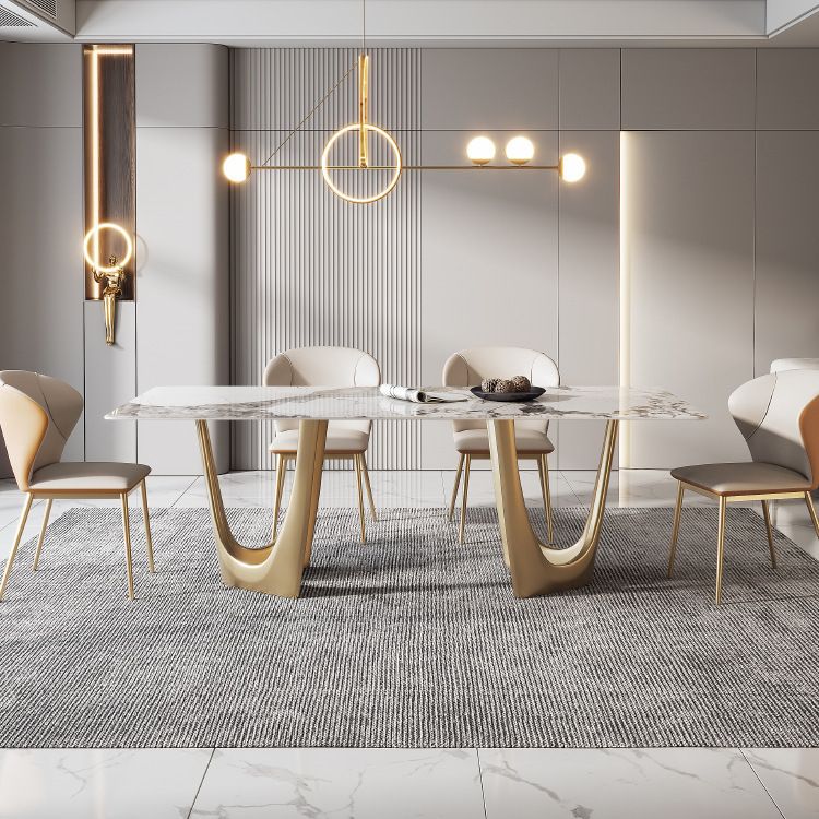 Luxury Sintered Stone Dining Set Rectangle 1/4/5/7 Pieces Dining Room Table Set Clearhalo 'Dining Room Sets' 'Dining Tables & Seating' 'dining_room_set' 'furn' 'furn_dining_room_set' 'Furniture' 'furniture_dining_room_set' 'Kitchen & Dining Furniture' 1200x1200_a9a2ad6c-53c7-4971-9de4-757172199e38