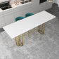 Industrial Marble Bar Table with Rectangle Table Top Double Pedestal Table - 39" H Clearhalo 'Bar Furniture' 'Bar Tables' 'bar_tables' 'furn' 'furn_bar_tables' 'Furniture' 'furniture_bar_tables' 'Kitchen & Dining Furniture' 1200x1200_a9a4ae66-3152-4992-9a43-0ea31516d0f6