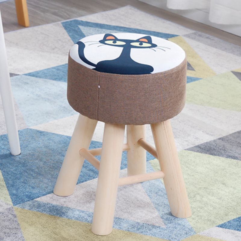 Wool Frame Pouf Stool Contrast Color Round Upholstered Fade Resistant Linen Blend Pouf Clearhalo 'furn' 'furn_ottomans_poufs' 'Furniture' 'Living Room Furniture' 'Ottomans & Poufs' 'ottomans_poufs' 1200x1200_a9a563e6-9370-454d-9d08-87ce25c7bd42