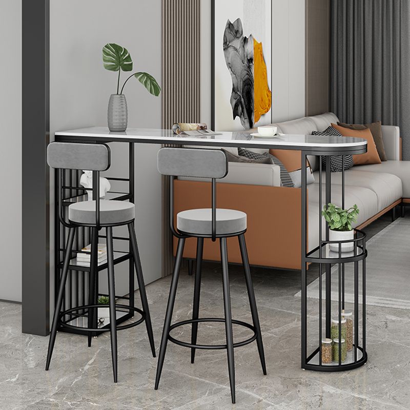 Indoor Stone Sled Cocktail Bar Table Modern Fixed Table Storage Bar Height Table Clearhalo 'Bar Furniture' 'Bar Tables' 'bar_tables' 'Furniture' 'furniture_bar_tables' 'Kitchen & Dining Furniture' 'kitchen&dining_furn' 'kitchen' 1200x1200_a9a5ea9f-10ee-414a-8ec2-e7232c787798
