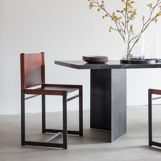 Industrial Side Chair Metal Open Back Dining Chair for Indoor