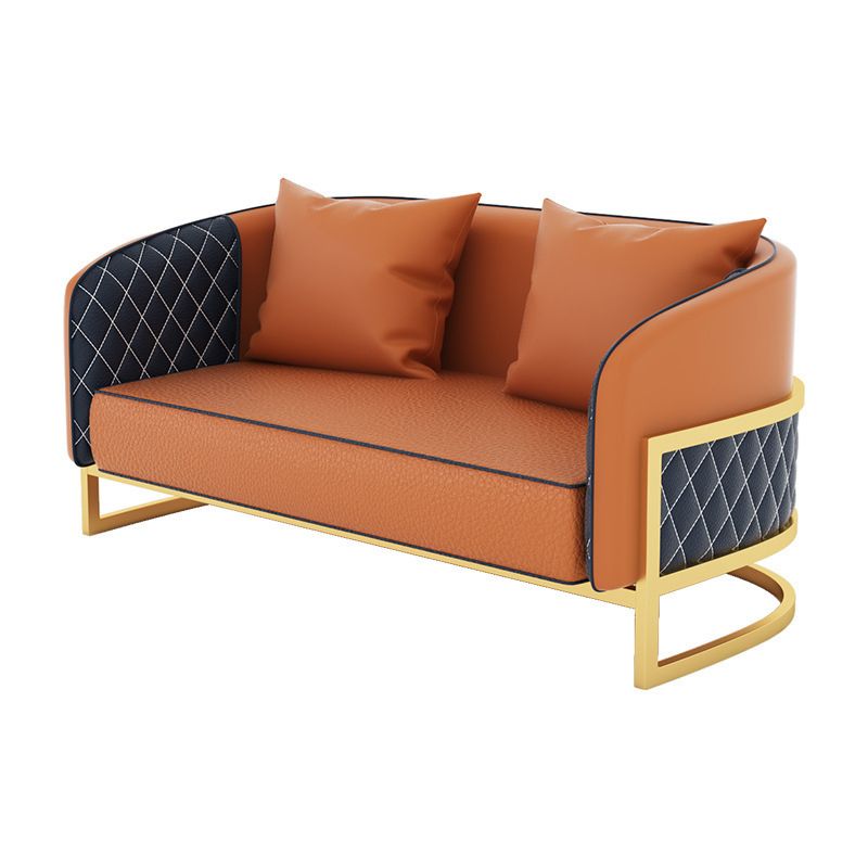 Contemporary Leather Sofa Sloped Arm Standard Sofa with Pillow Clearhalo 'furn' 'furn_sofas' 'Furniture' 'Living Room Furniture' 'Sofa' 'sofas' 1200x1200_a9a76811-0b92-4d46-a969-a41ba8ed2cf3