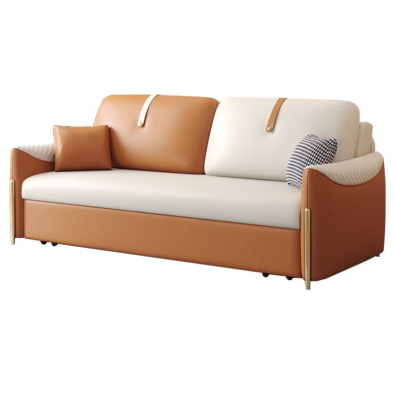 Square Arm Contemporary Faux Leather Stain Resistant Bed Sofa Couch with Pillows Clearhalo 'furn' 'furn_sofas' 'Furniture' 'Living Room Furniture' 'Sofa' 'sofas' 1200x1200_a9a942f5-a907-4a1e-acb3-003466bfc178
