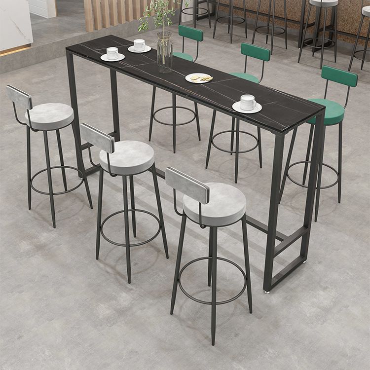 Rectangle Sintered Stone Bar Table Black and Metal Base Bar Table Clearhalo 'Bar Furniture' 'Bar Tables' 'bar_tables' 'furn' 'furn_bar_tables' 'Furniture' 'Kitchen & Dining Furniture' 1200x1200_a9a9bf4d-d423-4ce0-978a-ab7c02a1f69a