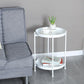 Round Shape Accent Side Table Metal Contemporary with Storage End Table