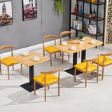 Industrial Wooden Table for Restaurant Dining Table with Pedestal Base in Black Clearhalo 'Dining Tables & Seating' 'Dining Tables' 'dining_table' 'furn' 'furn_dining_table' 'Furniture' 'furniture_dining_table' 'Kitchen & Dining Furniture' 'kitchen' 'kitchen_dining_table' 1200x1200_a9aad7ab-ecc1-4c67-837a-291ac00d7bcb