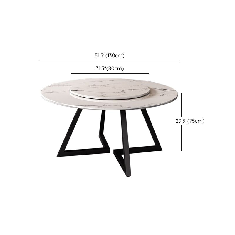 Metal and Stone Table Glam Style Minimalist Family Round Dining Table for Home