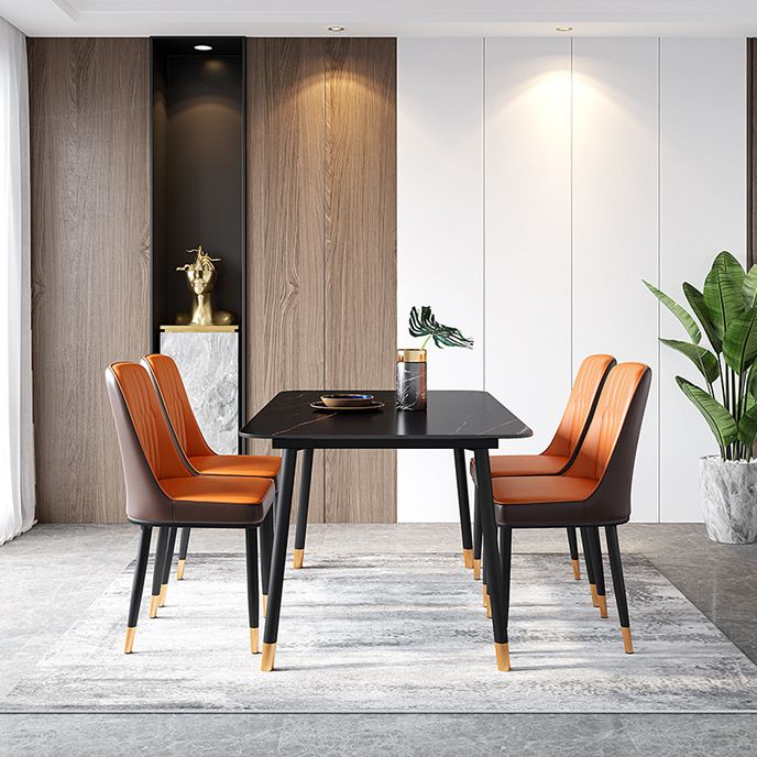 Metal Modern Rectangle Dining Table Sintered Stone Top Table with 4 Legs Clearhalo 'Dining Tables & Seating' 'Dining Tables' 'dining_table' 'furn' 'furn_dining_table' 'Furniture' 'Kitchen & Dining Furniture' 1200x1200_a9ac0ed6-db9d-4c16-961a-0b52ca5e5e09