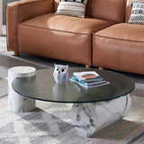 1 Single Modern Glass/marble Coffee Table Round Cocktail Table