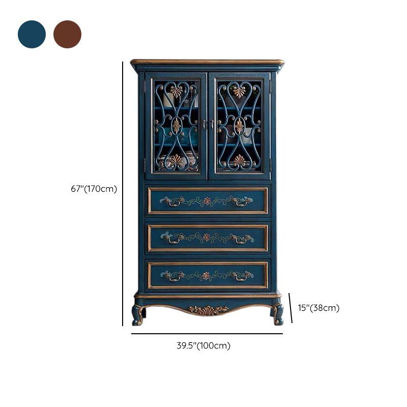 Industrial Cabriole Legs Accent Cabinet Solid Wood Storage Cabinet with Drawer