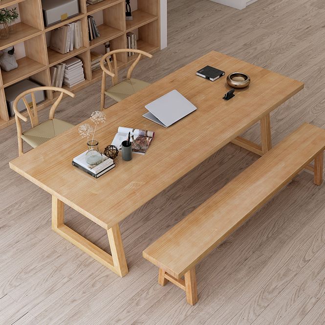 Bureau de bureau naturel contemporain Bureau d'écriture en bois massif rectangulaire