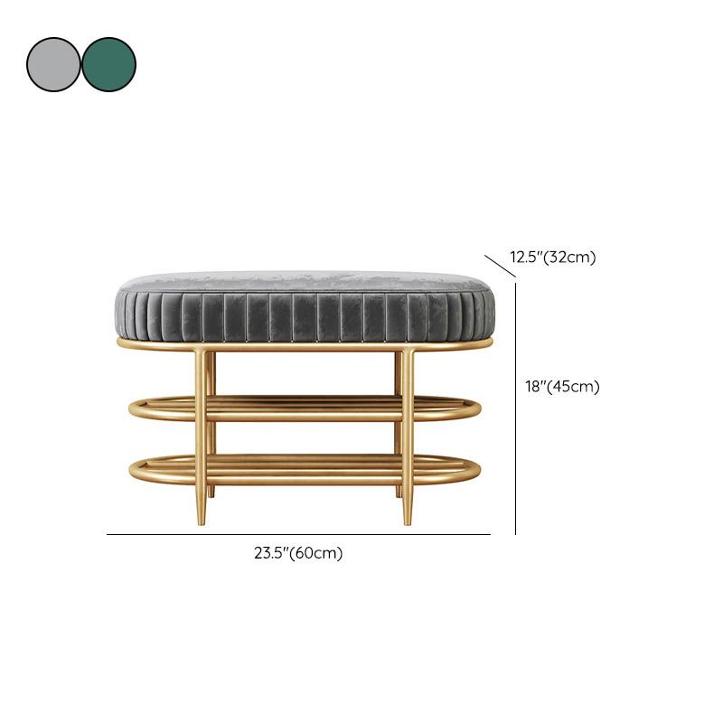 Banco de asiento de metal acolchado de entrada glamoroso con estantes, de 12.5 pulgadas de ancho