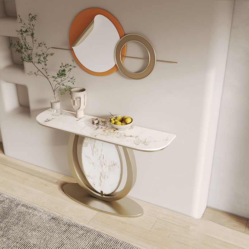 Tabella della console in pietra alta 33,46 "Tabella accento in acciaio resistente a graffio