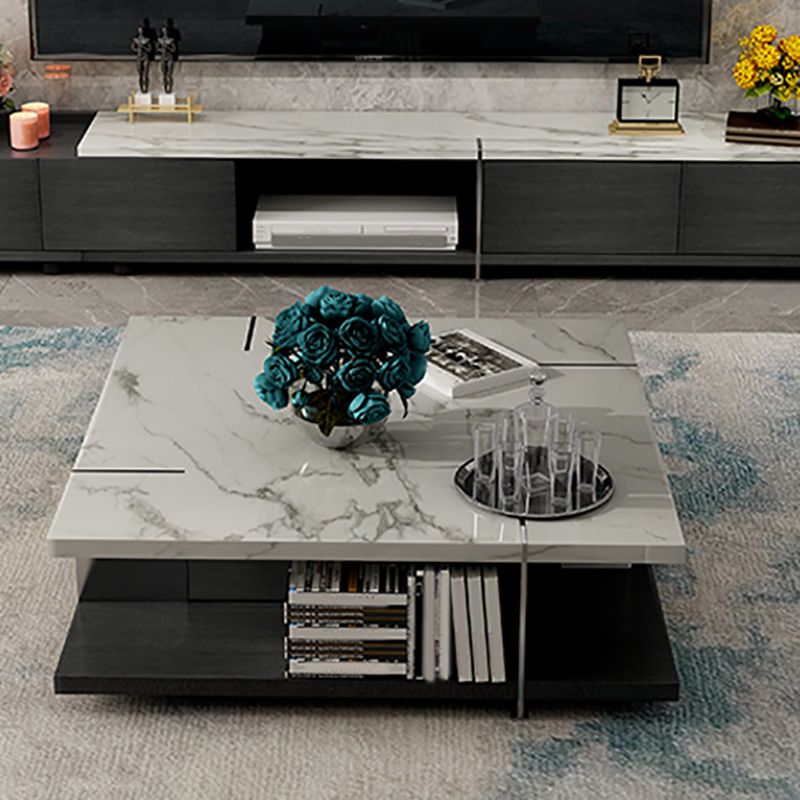 Slate Contemporary Bedroom Pedestal Coffee Table with Storage Shelf Clearhalo 'Coffee & Accent Tables' 'Coffee Tables' 'coffee_tables' 'furn' 'furn_coffee_tables' 'Furniture' 'Living Room Furniture' 1200x1200_a9b18091-00ca-4d22-ae33-cb4ad5104281