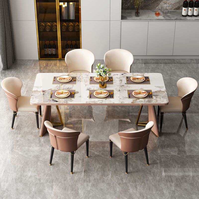 Glam Style Eetkamertafel Stenen Rechthoekige Eettafel in Wit