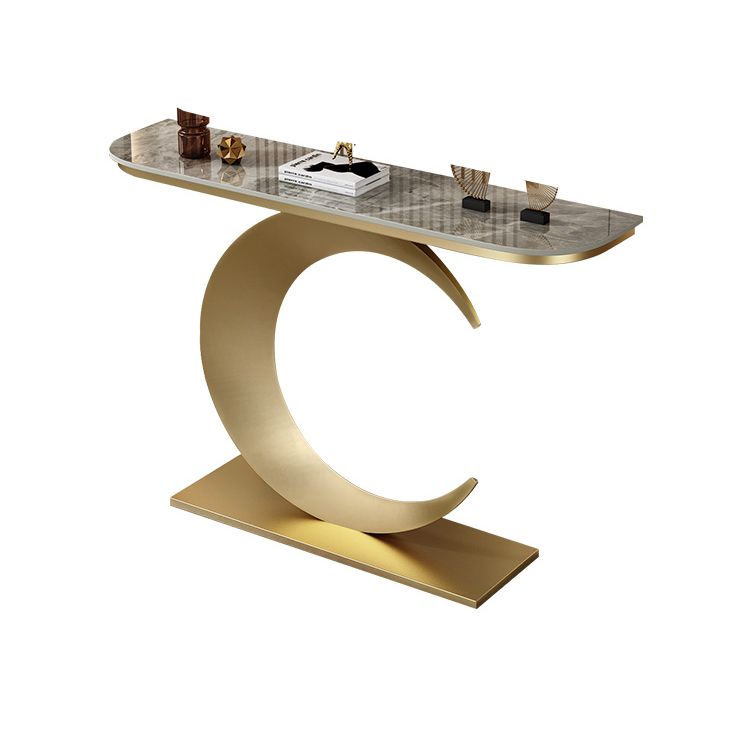 Stain Resistant 11.81" W x 31.49" H Stone Half Moon Table for Hall Clearhalo 'Console Tables' 'console_tables' 'Entry & Mudroom Furniture' 'furn' 'furn_console_tables' 'Furniture' 1200x1200_a9b239ae-05a1-47dc-9fad-7e7ba64e9071