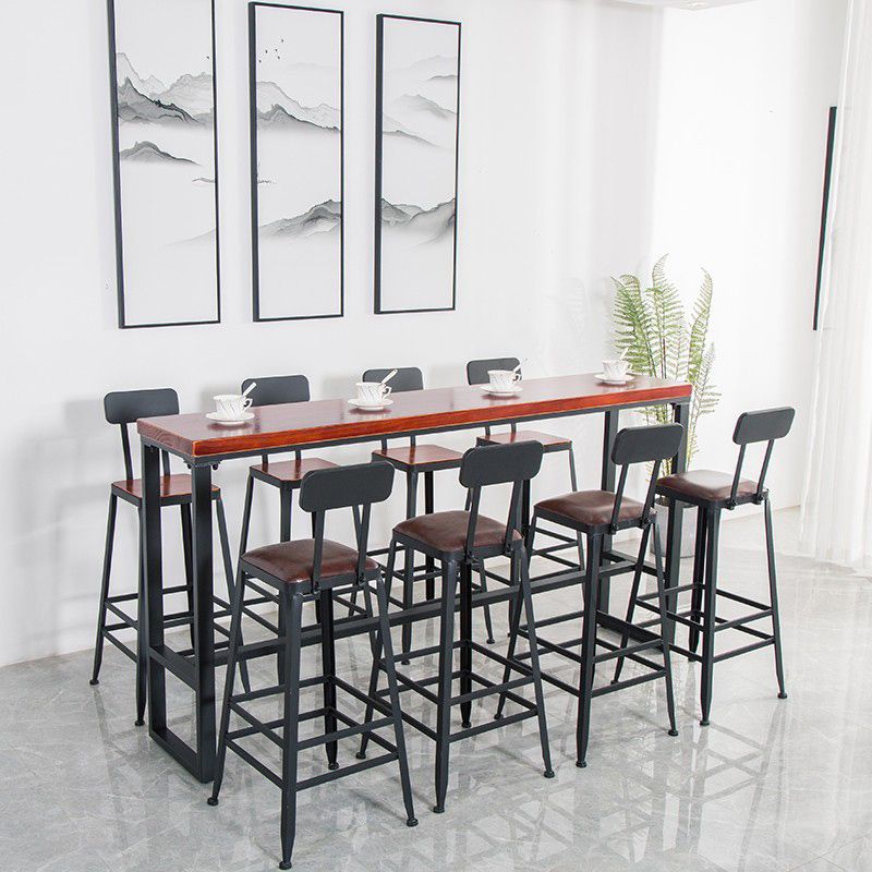 Solid Wood Bar Table Industrial Brown Dining Table for Kitchen Use Clearhalo 'Bar Furniture' 'Bar Tables' 'bar_tables' 'furn' 'furn_bar_tables' 'Furniture' 'Kitchen & Dining Furniture' 1200x1200_a9b375c4-ff87-4aaf-bf35-7593991adf31