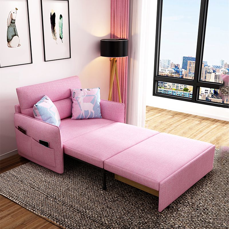 Pink Metal Daybed with Upholstered Contemporary Convertible Kids Bed Clearhalo 'furn' 'furn_futons' 'Furniture' 'Futons & Daybeds' 'Futons' 'Living Room Furniture' 1200x1200_a9b73ab0-daf5-49e9-ac5a-bbdc1fc05c95