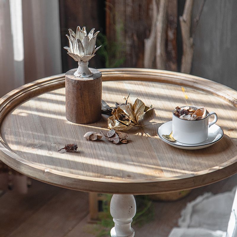 Pedestal Round Side End Table Rustic Distressed Side End Table