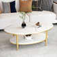 Glam Iron 4 Legs Cocktail Table with Shelf Oval Slate Top Coffee Table