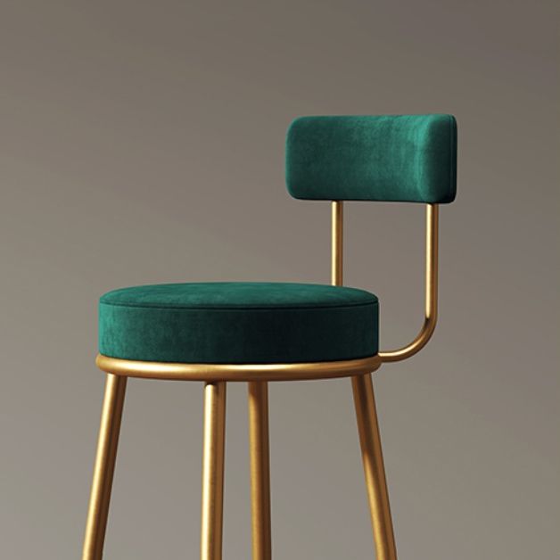 Glam Armless Backrest Counter Stool Iron Household Bar Stool with Velvet Cushion Clearhalo 'Bar Furniture' 'Bar Stools' 'bar_stools' 'furn' 'furn_bar_stools' 'furniture_bar_stools' 'Kitchen & Dining Furniture' 'kitchen&dining_furn' 'kitchen' 'kitchen_furn' Furniture' 1200x1200_a9b9a736-63a0-4c6b-bd40-a690193631c0