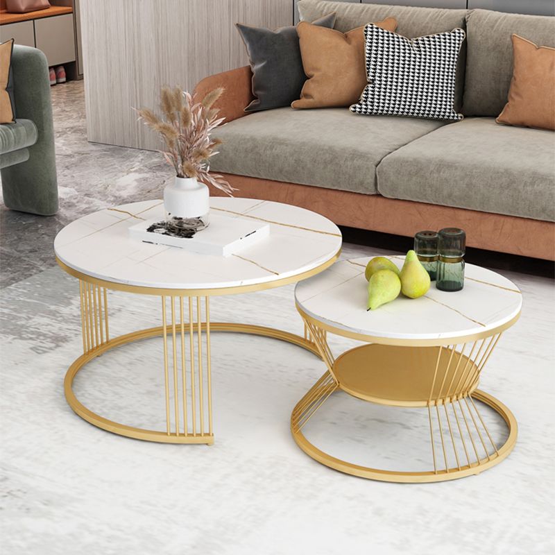 Slate Coffee Table Round Nesting Coffee Table Set for Living Room Clearhalo 'Coffee & Accent Tables' 'Coffee Tables' 'coffee_tables' 'furn' 'furn_coffee_tables' 'Furniture' 'Living Room Furniture' 1200x1200_a9bb5515-78ac-457d-91f8-ba8e9aa11861