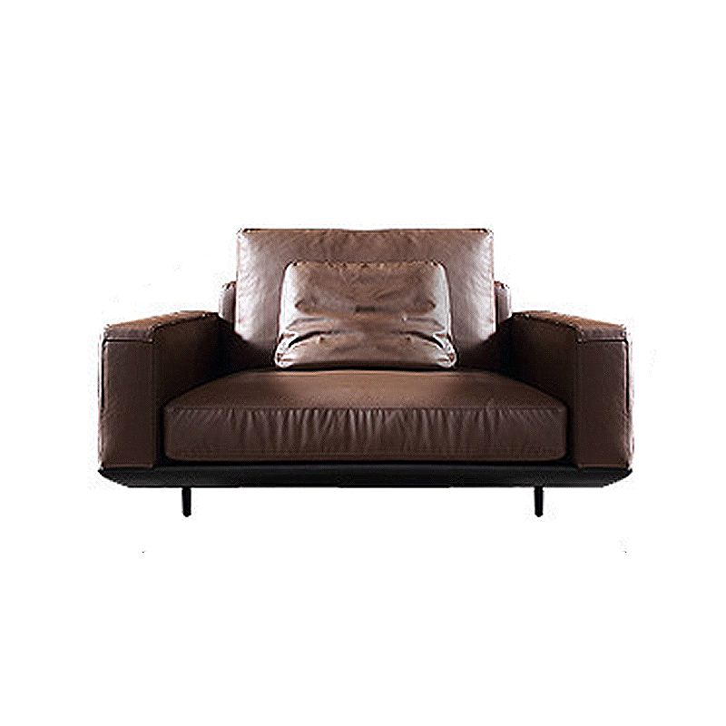 Square Arm Sofa and Chaise Genuine Leather Dark Brown Sectional for Living Room Clearhalo 'Furniture' 'kitchen' 'kitchen_sectionals' 'Living Room Furniture' 'Sectionals' 1200x1200_a9bbb211-c157-4c1b-b9a1-30faf87b3984