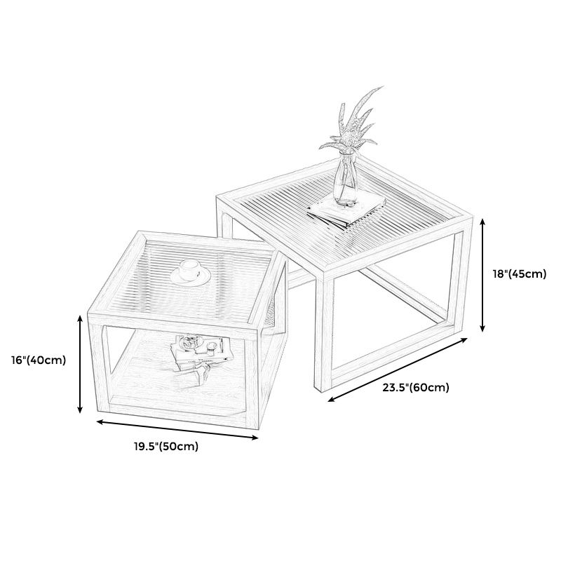 Frame Base Coffee Table Square Natural Wood Cocktail Table with Drawer Clearhalo 'Coffee & Accent Tables' 'Coffee Tables' 'coffee_tables' 'furn' 'furn_coffee_tables' 'Furniture' 'furniture_coffee_tables' 'Living Room Furniture' 1200x1200_a9bbecc0-7bab-4873-8b4a-1ca411bbc12b