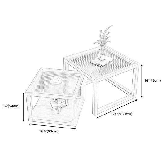 Frame Base Coffee Table Square Natural Wood Cocktail Table with Drawer Clearhalo 'Coffee & Accent Tables' 'Coffee Tables' 'coffee_tables' 'furn' 'furn_coffee_tables' 'Furniture' 'furniture_coffee_tables' 'Living Room Furniture' 1200x1200_a9bbecc0-7bab-4873-8b4a-1ca411bbc12b