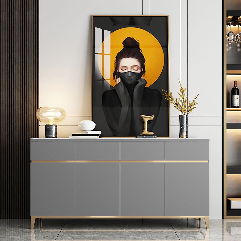 4 Drawer Buffet Sideboard Engineered Wood and Stone Sideboard Table Clearhalo 'buffet_sideboard' 'Buffets & Sideboards' 'furn' 'furn_buffet_sideboard' 'Furniture' 'Kitchen & Dining Furniture' 1200x1200_a9bc16d8-2d10-4ed0-8e45-6a86fee40a83