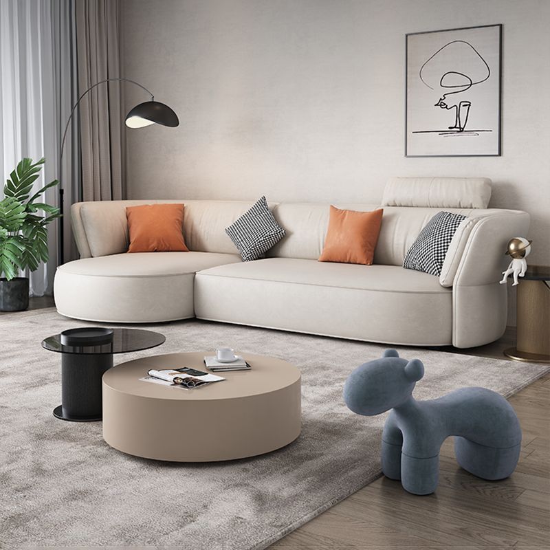 Beige Stain-Resistant Faux Leather Pillow Top Arm Sectional for Living Room Clearhalo 'furn' 'furn_sectionals' 'Furniture' 'furniture_sectionals' 'kitchen' 'kitchen_sectionals' 'Living Room Furniture' 'Sectionals' 1200x1200_a9bd74fb-2519-4cfd-b9e6-72c609c6e798