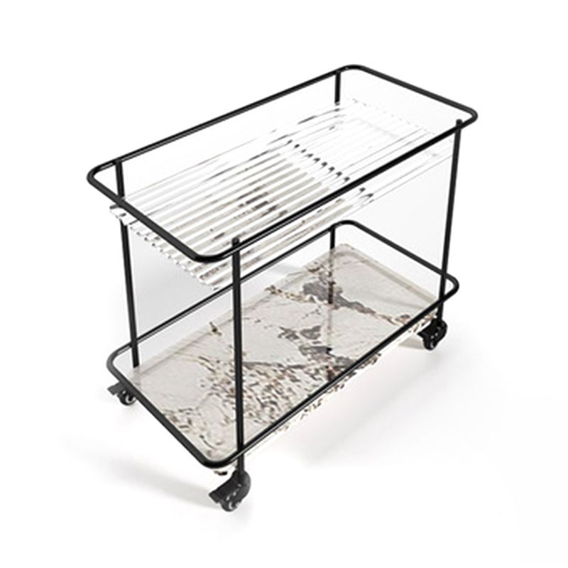 Tavolo di fascia alta in vetro rettangolare contemporaneo con scaffale ardesia