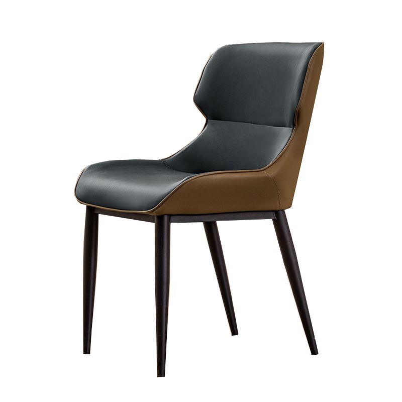 Modern Simple Side Chair Faux Leather Side Dining Chair with Metal Base for Home Use