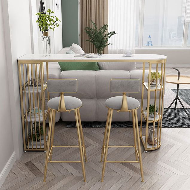 1/2/3 Pieces Glam Iron Bar Table Set White Faux Marble Top Bistro Set with Shelf Clearhalo 'Bar Furniture' 'furn' 'furn_home_bar_bar_sets' 'Furniture' 'Home Bars & Bar Sets' 'home_bar_bar_sets' 'Kitchen & Dining Furniture' 1200x1200_a9c03710-9939-4b52-ba30-8329e077ce59