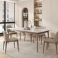 Mid-Century Dining Table for Home White Stone Table with Wooden Legs Clearhalo 'Dining Tables & Seating' 'Dining Tables' 'dining_table' 'furn' 'furn_dining_table' 'Furniture' 'Kitchen & Dining Furniture' 1200x1200_a9c079bb-3e99-4cd0-b781-028a51d0be22