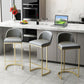 Glam Grey Metal Barstool Faux Cuero Tapato tapizado con base de oro con base de oro
