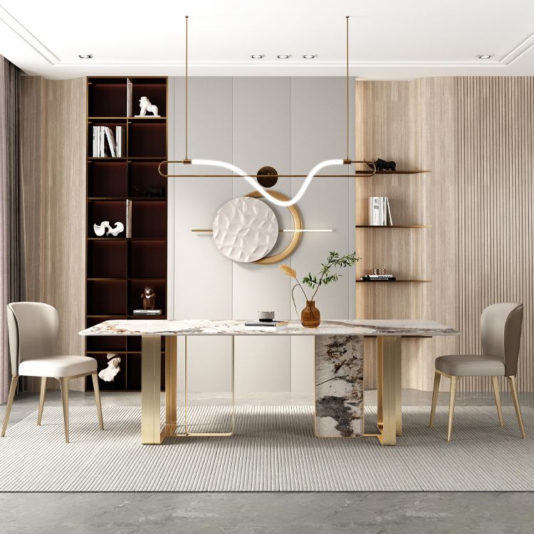 Luxury Sintered Stone Top Dining Set Rectangle 1/3/4/5/6 Pieces Dining Room Table Set Clearhalo 'Dining Room Sets' 'Dining Tables & Seating' 'dining_room_set' 'furn' 'furn_dining_room_set' 'Furniture' 'Kitchen & Dining Furniture' 1200x1200_a9c212f4-46e5-4f2a-a14f-115a2c774df6