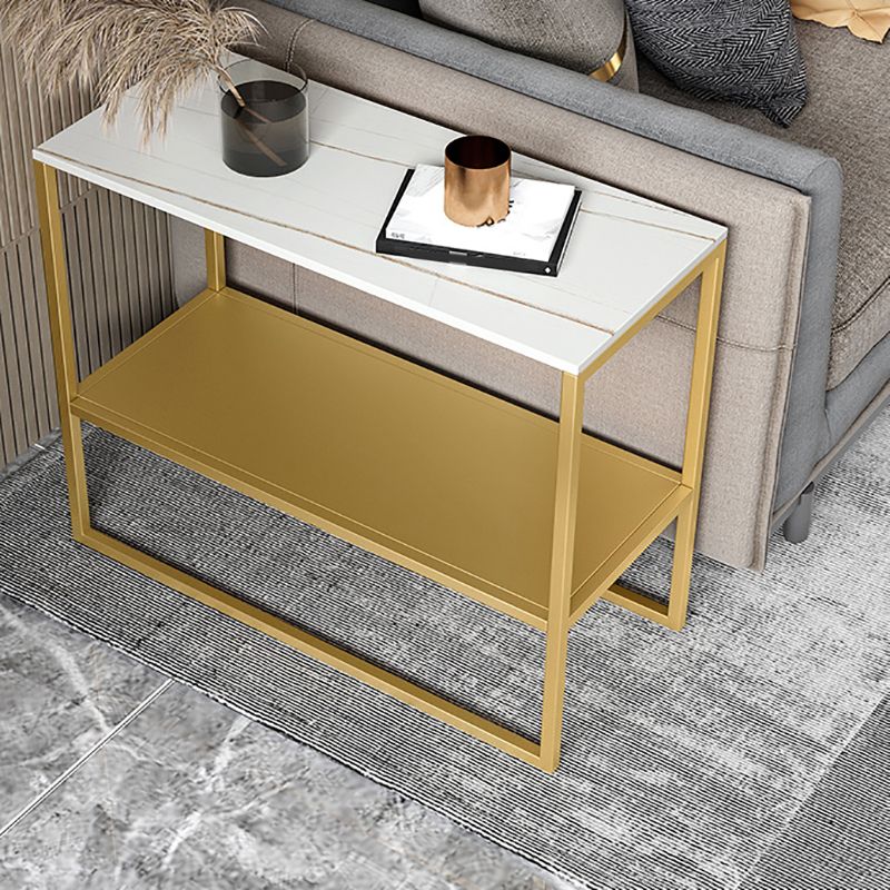 Mesa de basado de trineo de hierro de 21.6 "de altura de la mesa lateral rectangular de pizarra rectangular con estante