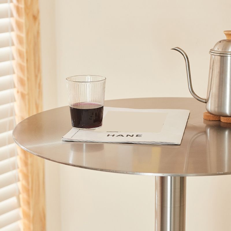 Table de salle à manger ronde en acier inoxydable, table de bar sur pied extérieur-intérieur