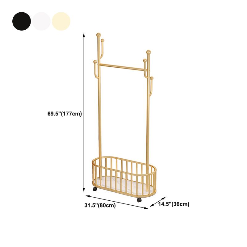 Popular Metal Coat Hanger Storage Basket Solid Color Coat Rack with Castors Clearhalo 'Entry & Mudroom Furniture' 'furn' 'furn_hall_tree_coat_racks' 'Furniture' 'Hall Trees & Coat Racks' 'hall_tree_coat_racks' 1200x1200_a9c352d4-5803-4b5a-a856-50d66c467711