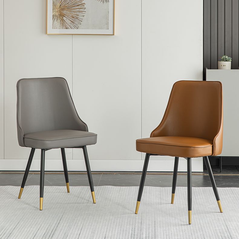 Glam Metal Dining Room Chairs Armless Faux Leather Dining Parsons Chair for Restaurant Use Clearhalo ' kitchen&dining_furn' 'Dining Chairs' 'Dining Tables & Seating' 'dining_chair' 'furn' 'furn_dining_chair' 'Furniture' 'furniture_dining_chair' 'Kitchen & Dining Furniture' 'kitchen' 1200x1200_a9c44525-7250-443d-b9f6-a47088a81b78