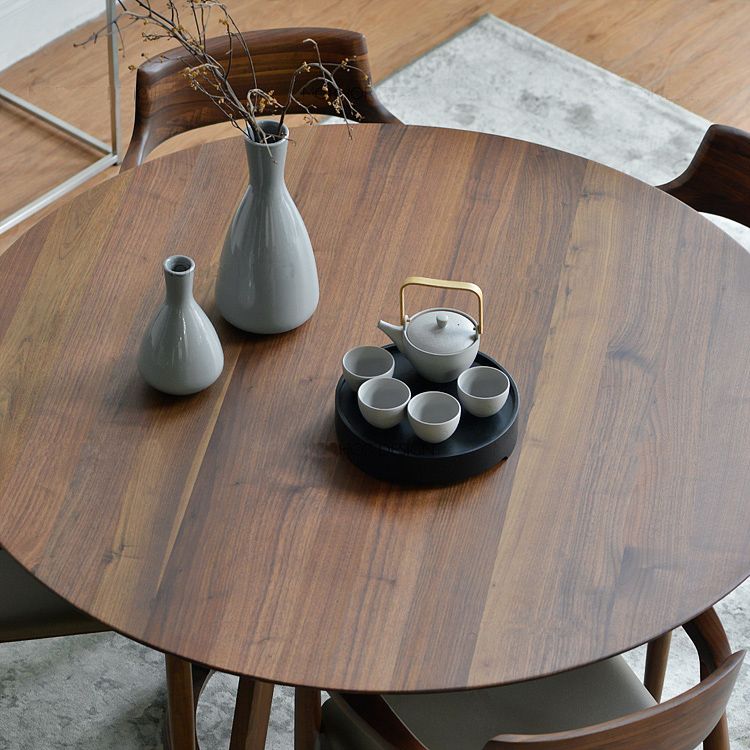 Round Shape Double Pedestal Modern Dining Table Wood Color Fixed Table with Solid Wood Clearhalo ' dining_table' 'Dining Tables & Seating' 'Dining Tables' 'furn' 'furn_dining_table' 'Furniture' 'furniture_dining_table' 'Kitchen & Dining Furniture' 'kitchen&dining_furn' 'kitchen' 'kitchen_dining_table' 1200x1200_a9ccfa43-e1e5-4a11-b2b8-b176c8831879