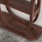 Solid Wood Half Moon Accent Table 2-shelf 33.46" Tall Console Table